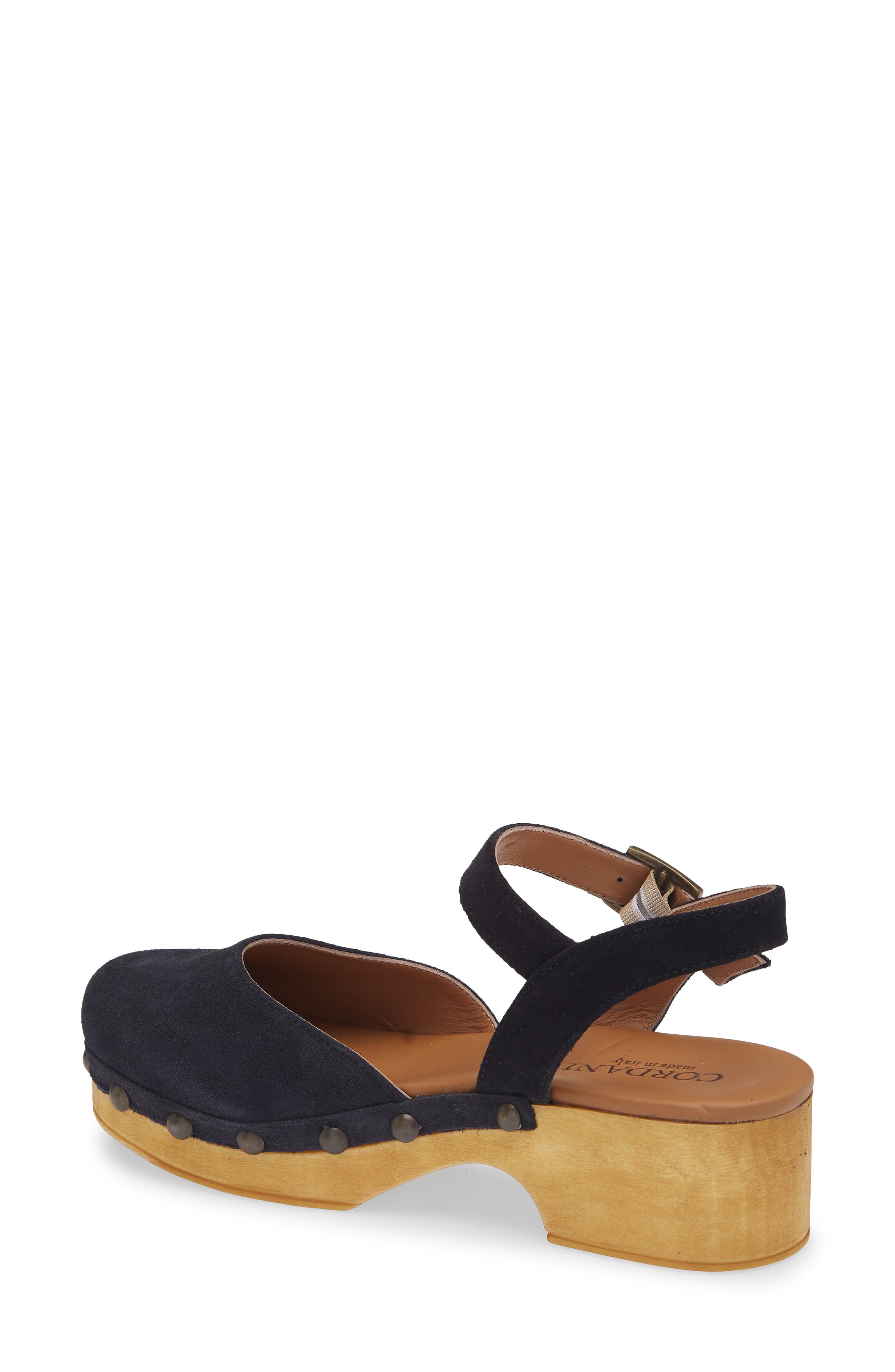Winston Ankle Strap Platform Clog, Alternate, color, NAVY SUEDE