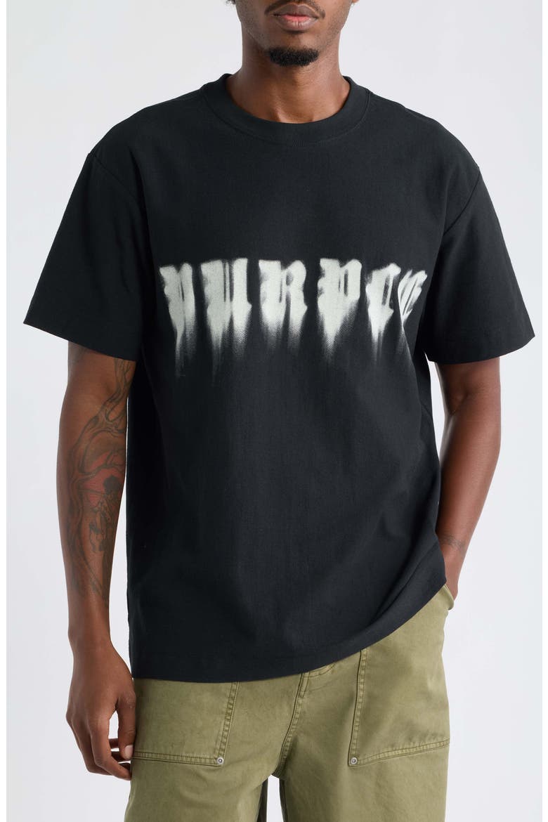 Textured Cotton Graphic T-Shirt, Main, color, BLACK