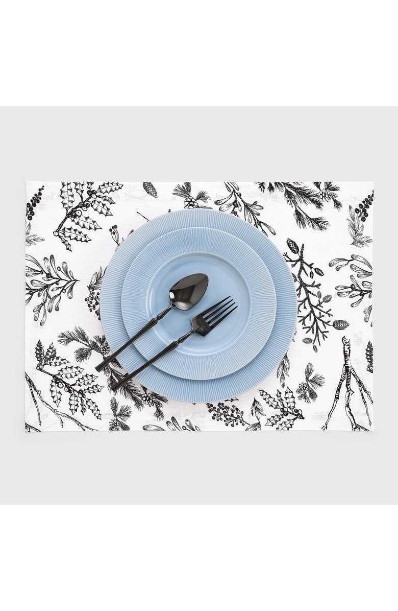 Solino Home Linen Placemats - Winter Forest, 14" x 19" Inch, Alternate, color, Black/White