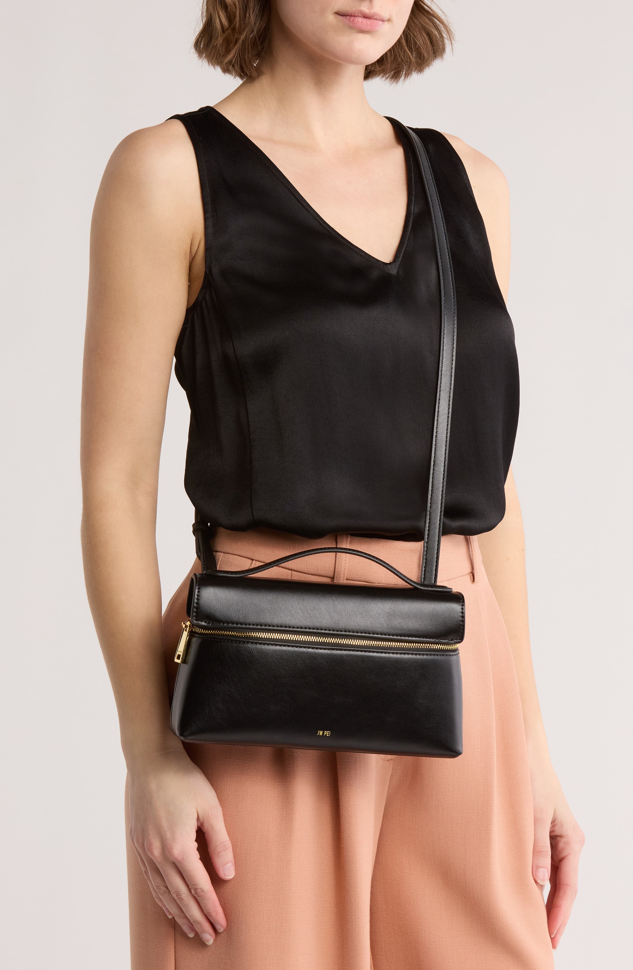 JW PEI Thea Faux Leather Top Handle Bag, Alternate, color, Black