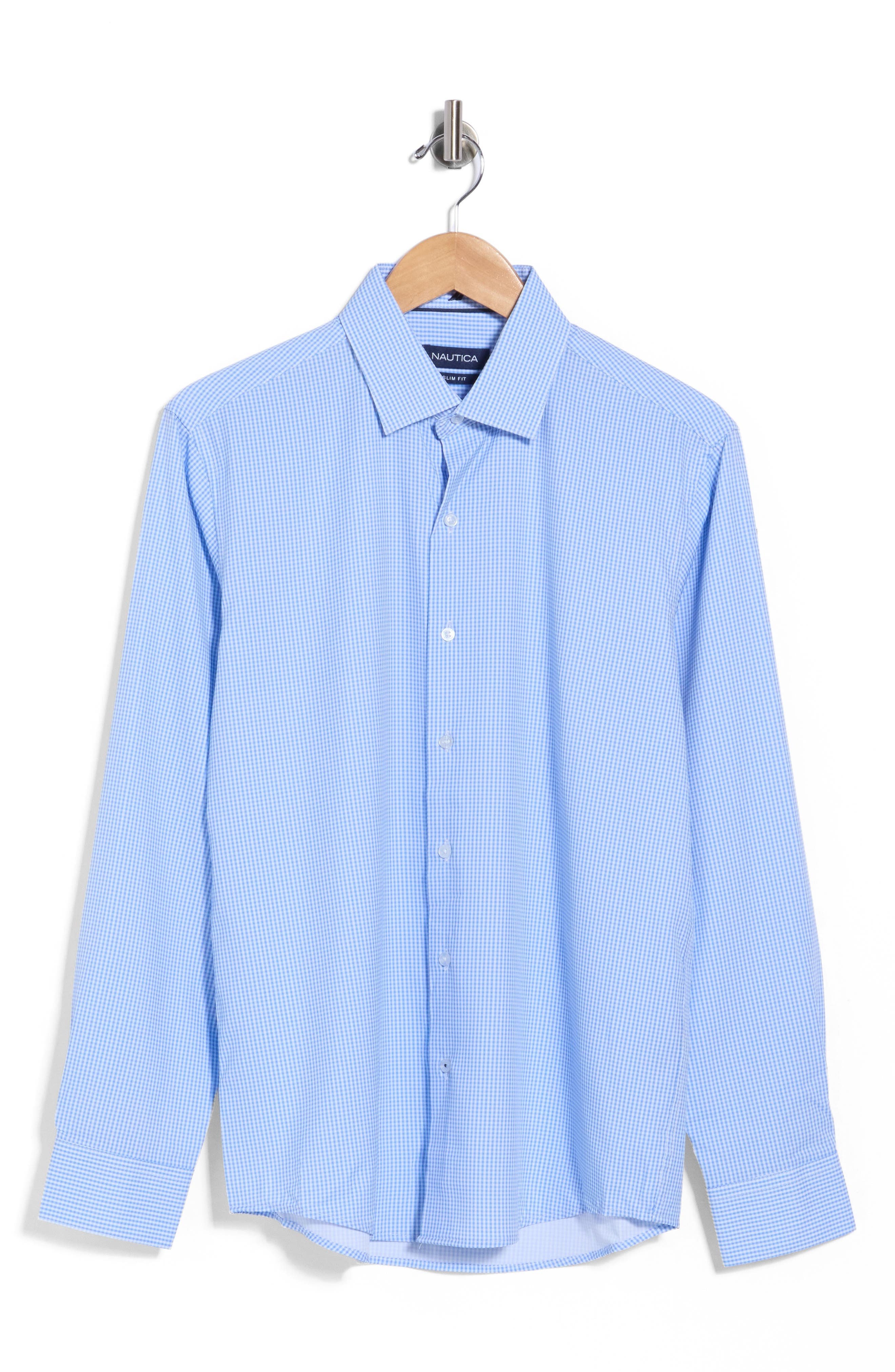 Check Trim Fit Long Sleeve Dress Shirt