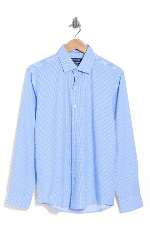 Check Trim Fit Long Sleeve Dress Shirt