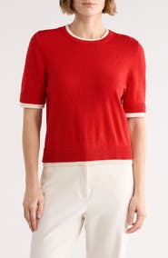 French Connection Layered Crewneck Short Sleeve Sweater