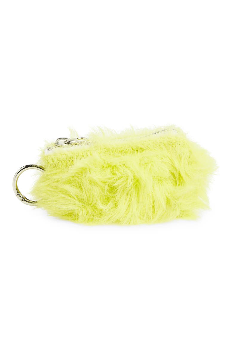 Faux Fur Pouch Bag Charm, Main, color, LIME