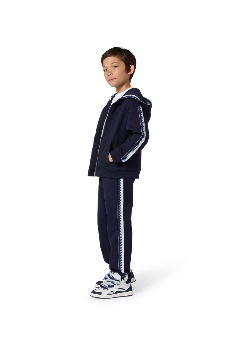 Lanvin Kids Embroidered Zip-Up Hoodie In Cotton, Main, color, Black