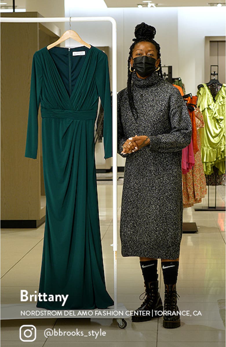 Long Sleeve Wrap Jersey Gown, sales video thumbnail