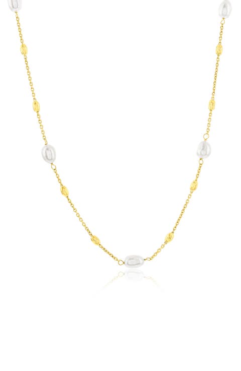 Freshwater Pearl & Bead Station Chain Necklace