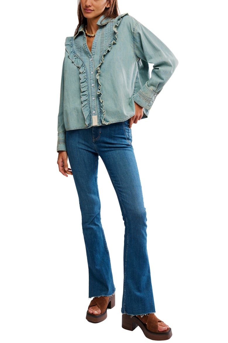 Tattered and Ruffled Chambray Top, Alternate, color, VINTAGE TINT WASH