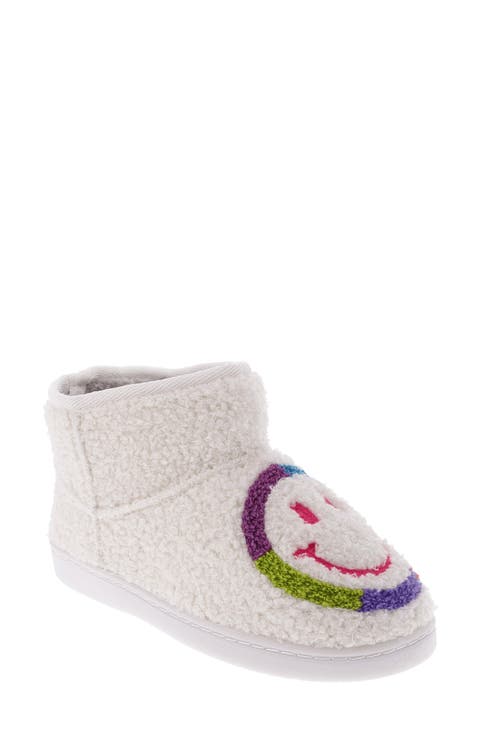 Chill Smiley Faux Shearling Bootie Slipper (Women)