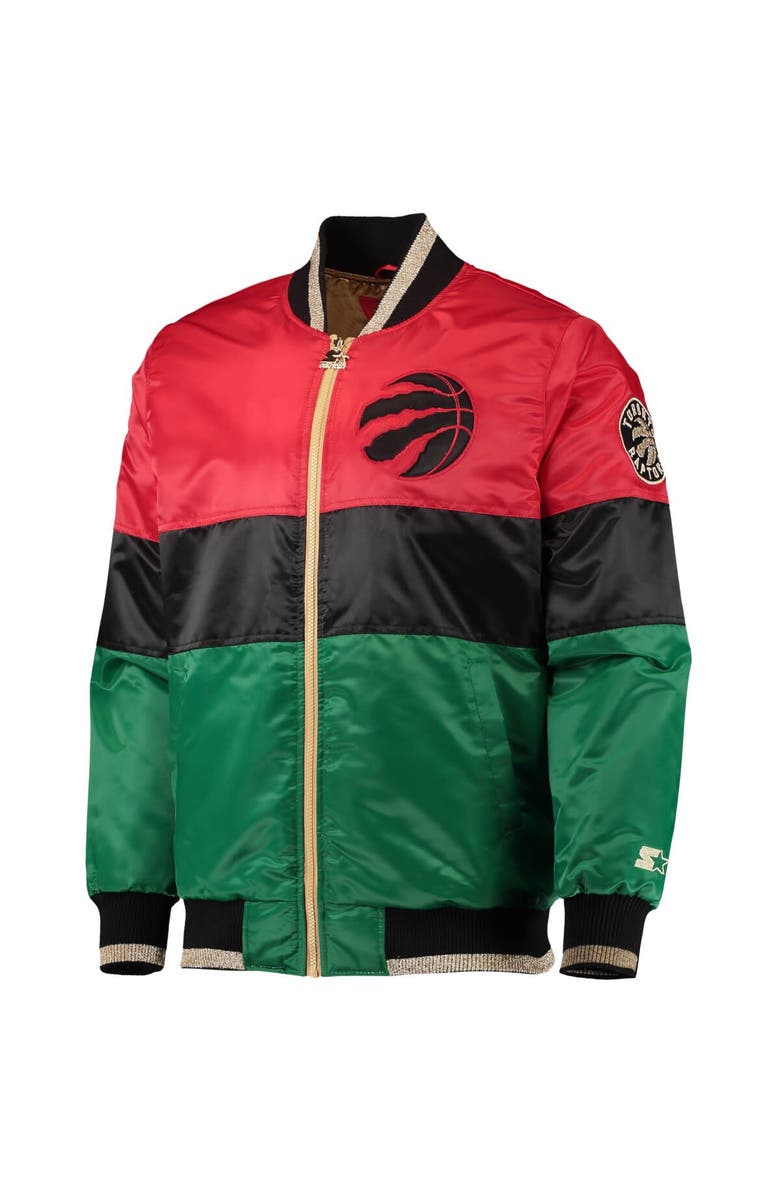 STARTER Men's Starter Red/Black/Green Toronto Raptors Black History Month NBA 75th Anniversary Full-Zip Jacket, Alternate, color, Red