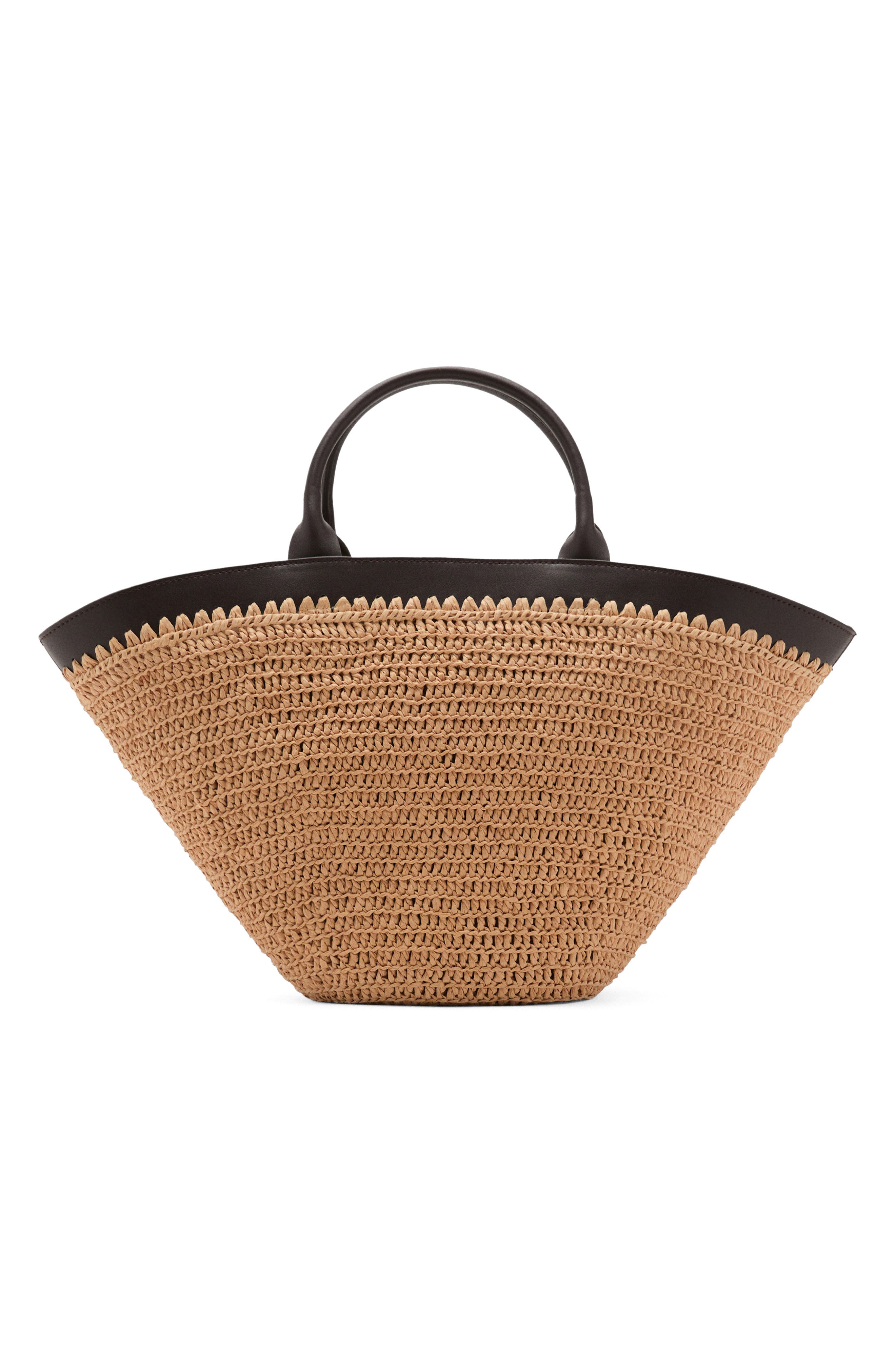 MANGO Woven Straw Tote, Main, color, 
