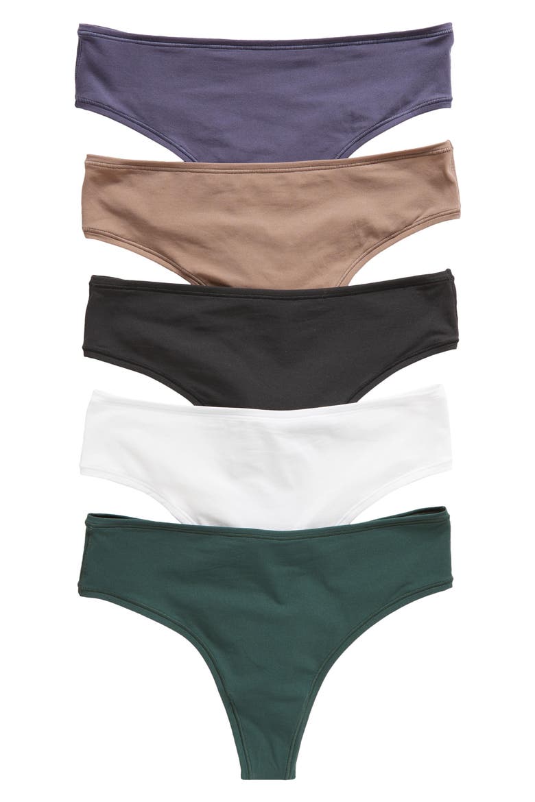 Fits Everybody 5-Pack Thongs, Main, color, SLEET