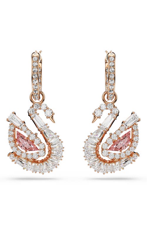 Swarovski Crystal Swan Drop Earrings In Gold