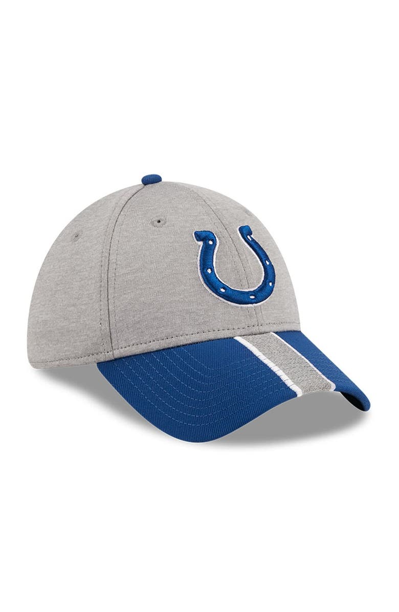 New Era Men's New Era Heather Gray/Royal Indianapolis Colts Striped 39THIRTY Flex Hat, Alternate, color, 