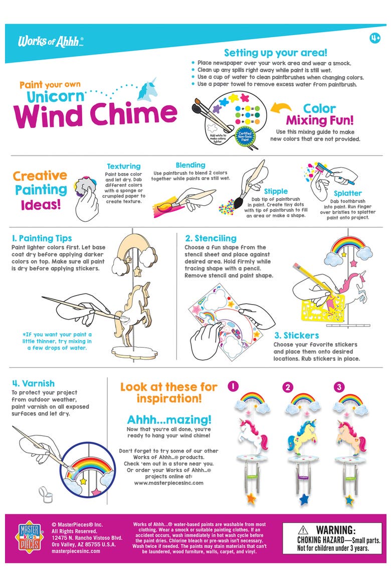 Unicorn Wind Chime Wood Craft Kit, Alternate, color, Multicolor