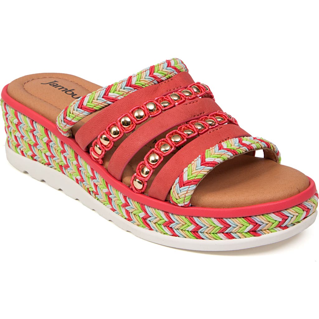 Jambu Dahlia Wedge Sandal In Coral Multi