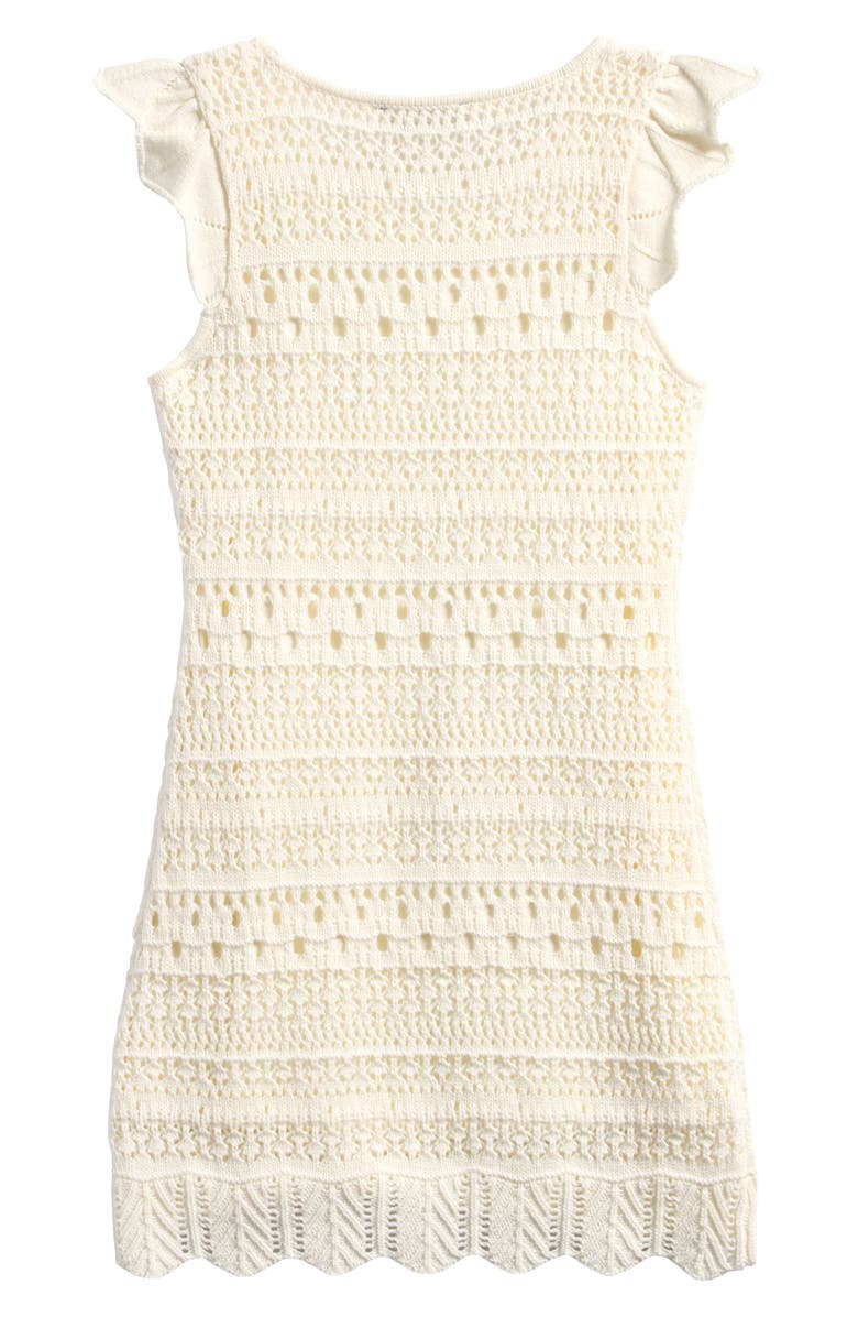 Freshman Kids' Flutter Sleeve Pointelle Dress, Alternate, color,