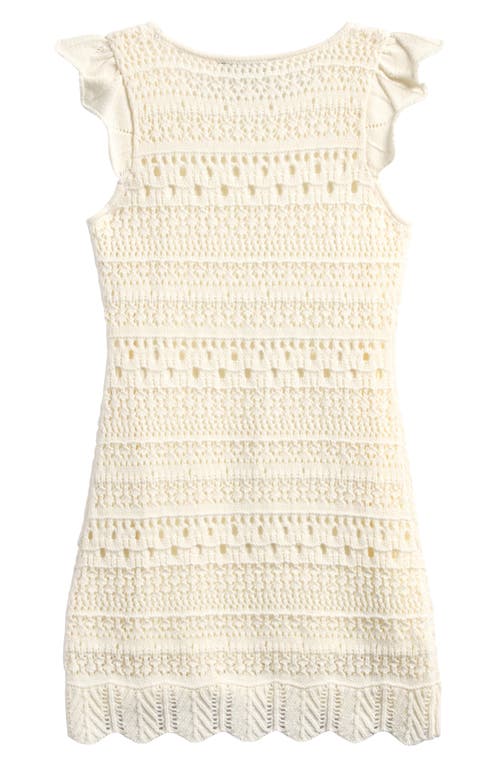 Freshman Kids' Flutter Sleeve Pointelle Dress In Egret