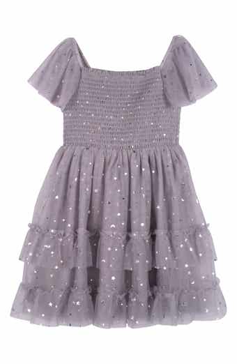 Zunie Kids' Sparkle Flutter Sleeve Mesh Dress
