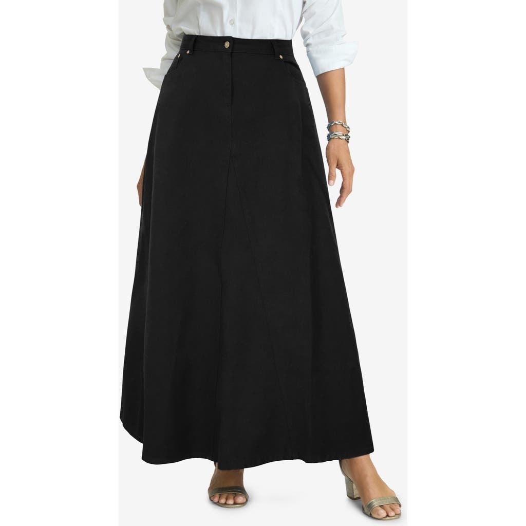 Jessica London Denim Inset Maxi Skirt In Black