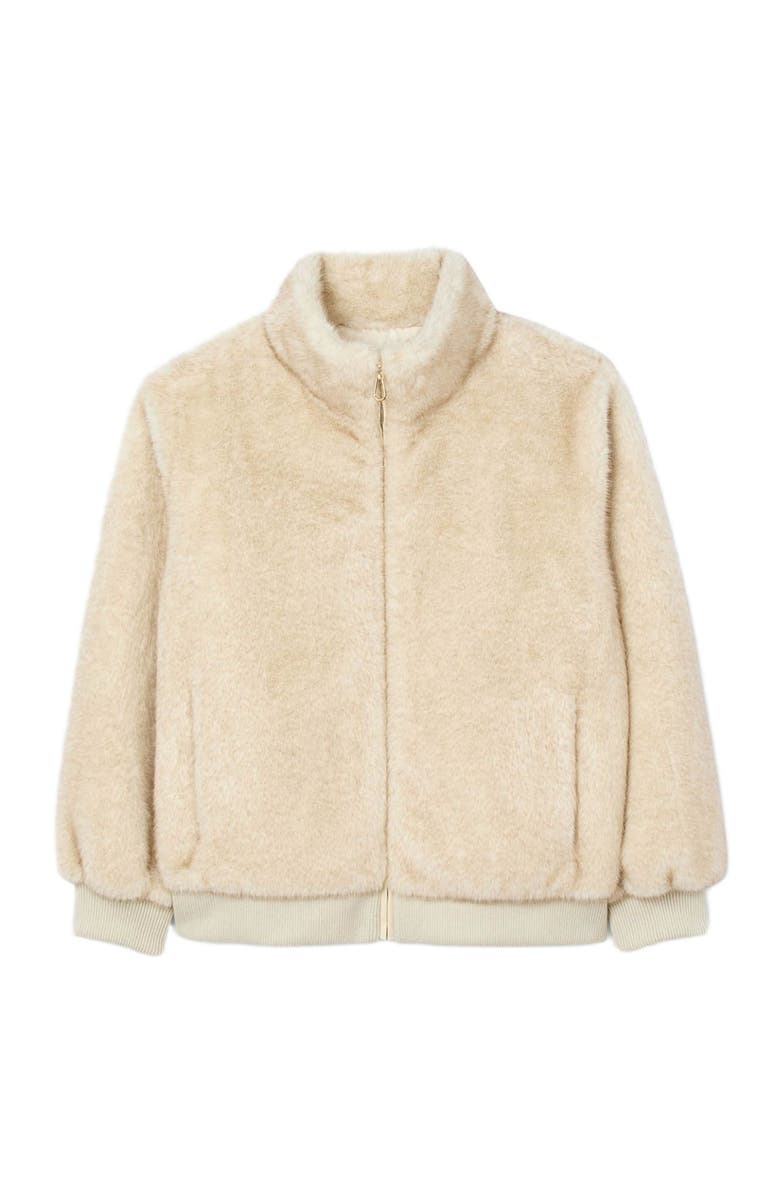 SANDRO Faux fur jacket, Alternate, color, Beige