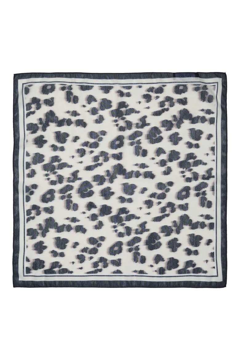 Leopard Print Square Scarf, Alternate, color, BLACK