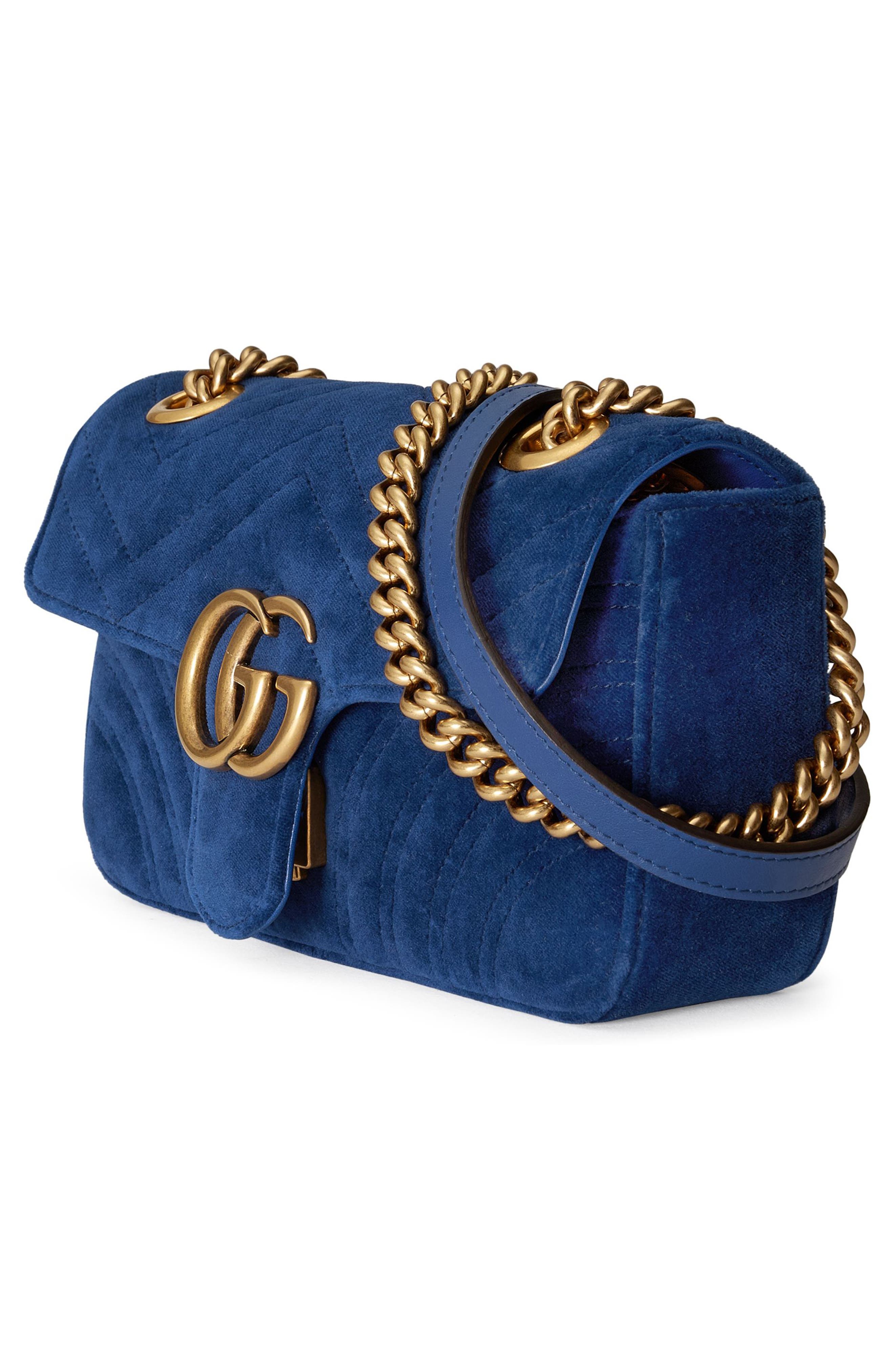 Gucci Small GG Marmont 2.0 Matelassé Velvet Shoulder Bag, Alternate, color, 