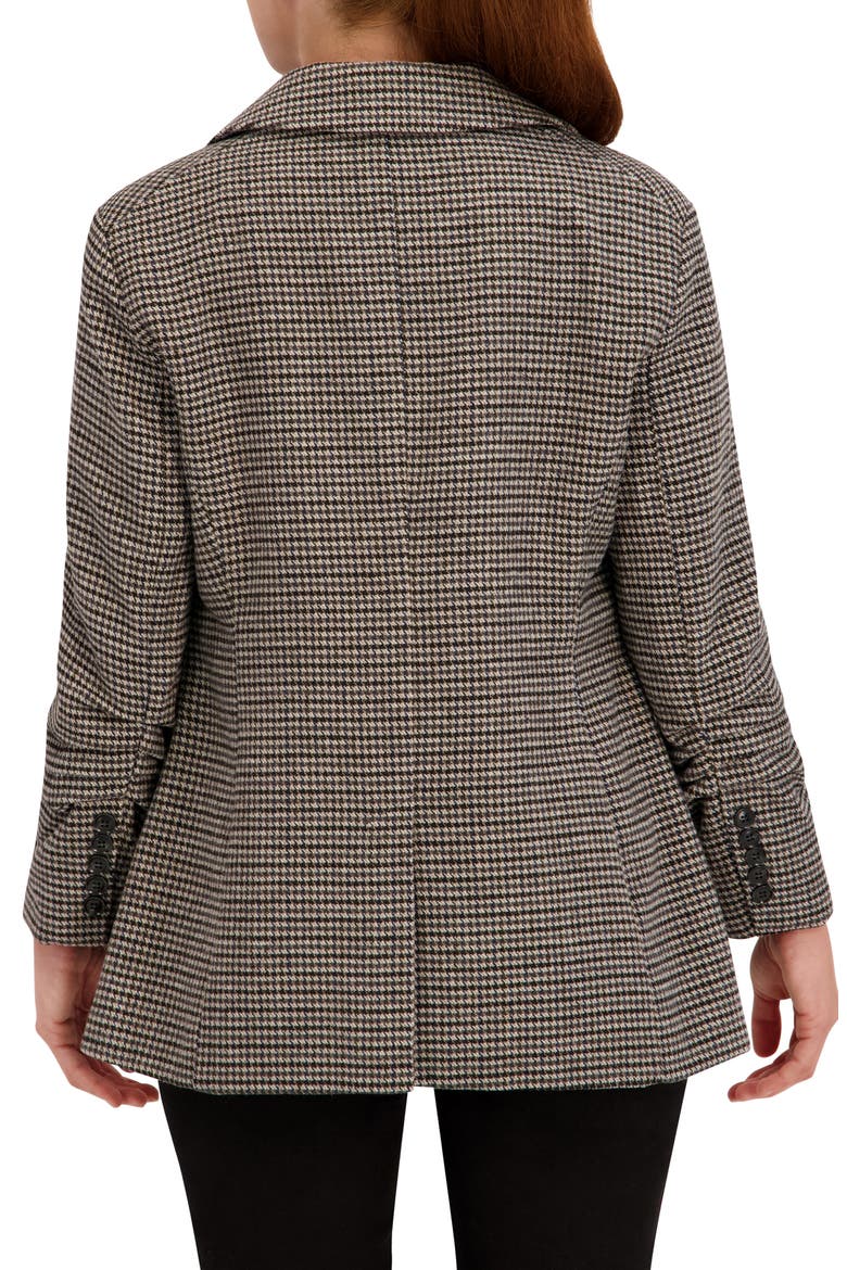 Houndstooth Ruched Sleeve Blazer, Alternate, color, GREY/ BLACK