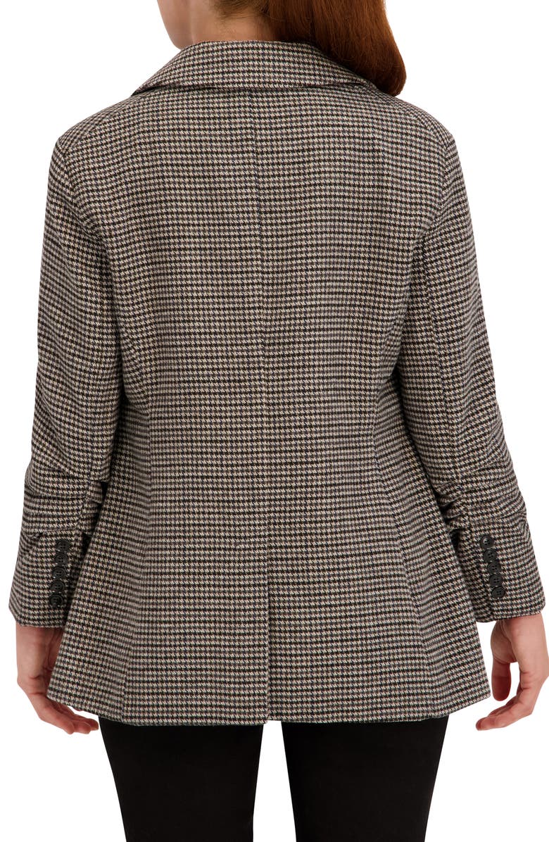 Ookie & Lala Houndstooth Ruched Sleeve Blazer, Alternate, color, Grey/ Black
