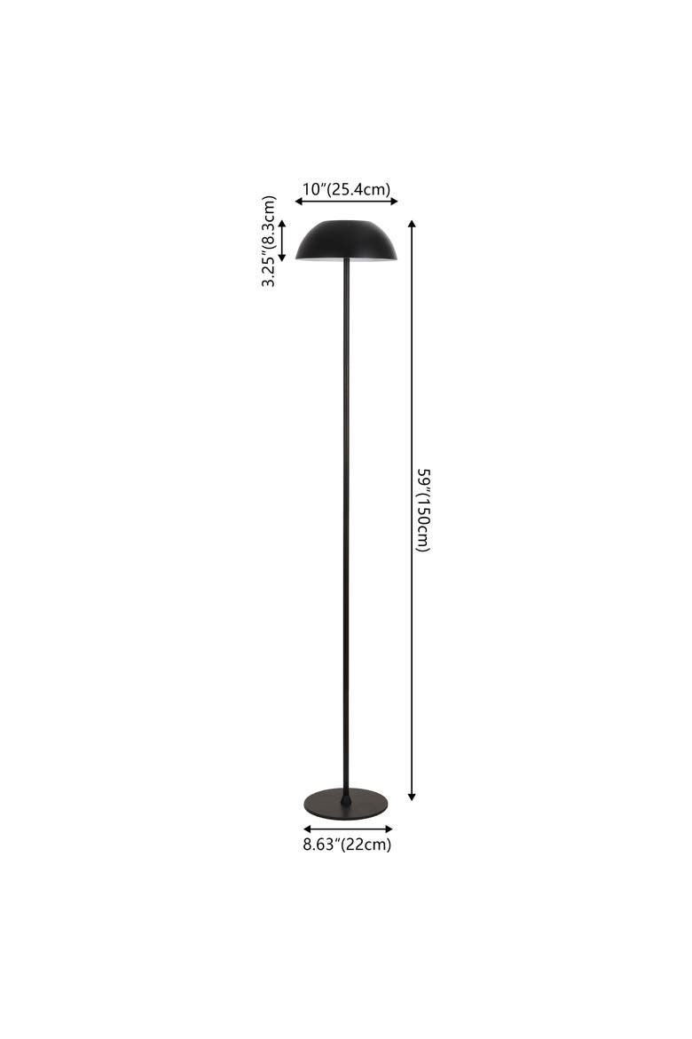 Laurel Mushroom Metal Adjustable Height Rechargeable Cordless Integrated Portable Touch Sensor Dimmable LED Indoor/Outdoor Floor Lamp, Alternate, color, Black