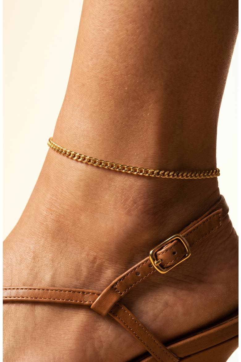 Flat Chain Anklet, Alternate, color, GOLD