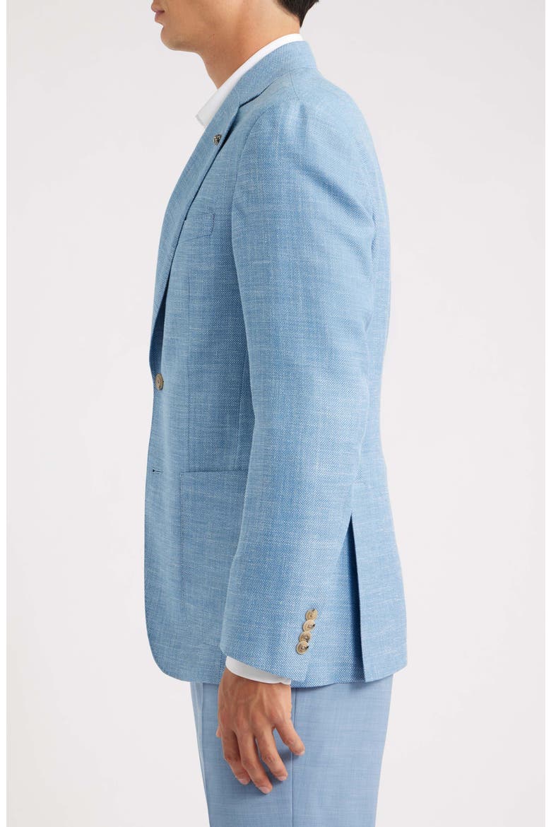 250th Capsule Myles Unconstructed Light Blue Slub Wool & Silk Blend Sport Coat, Alternate, color, LIGHT BLUE
