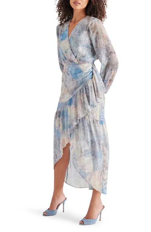 STEVE MADDEN STEVE MADDEN RENATA ABSTRACT SNAKESKIN PRINT METALLIC STRIPE LONG SLEEVE DRESS