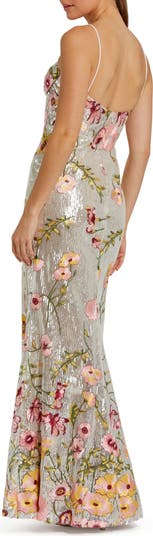 Sleeveless Bustier Floral Applique Gown