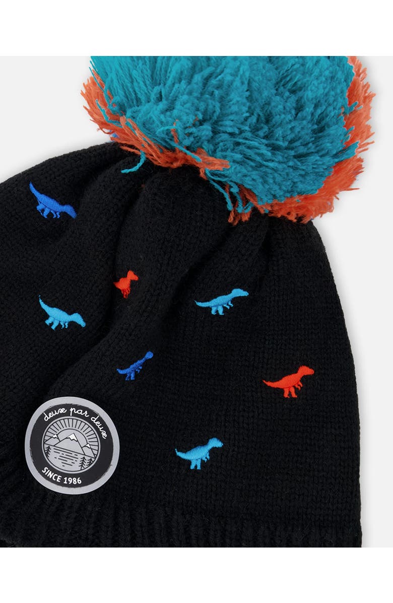 Deux par Deux Lined Winter Peruvian Knit Hat with Pompom, Alternate, color, Black