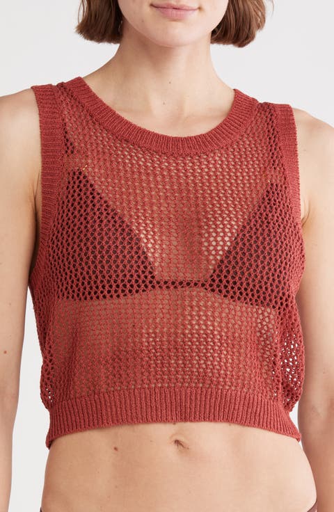 Open Knit Crop Cover-Up Top