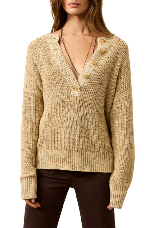 Sunwashed Organic Cotton Blend Fisherman Henley Sweater