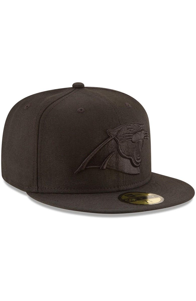 New Era Men's New Era Carolina Panthers Black on Black 59FIFTY Fitted Hat, Alternate, color,