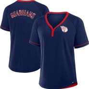 FANATICS Women's Fanatics Navy Cleveland Guardians League Diva Star Raglan V-Neck T-Shirt