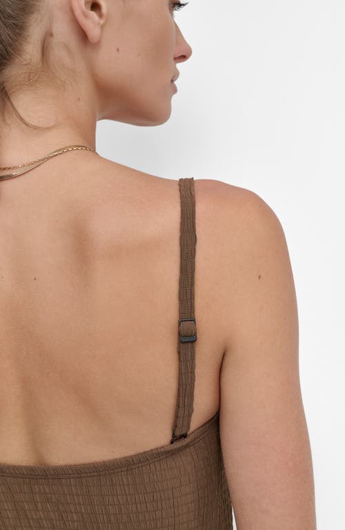 Dkny Bandeau Shirred One-piece Swimsuit In Brown