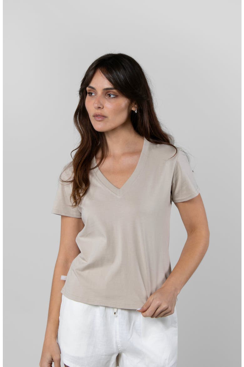 Supima V-Neck, Alternate, color, Oat