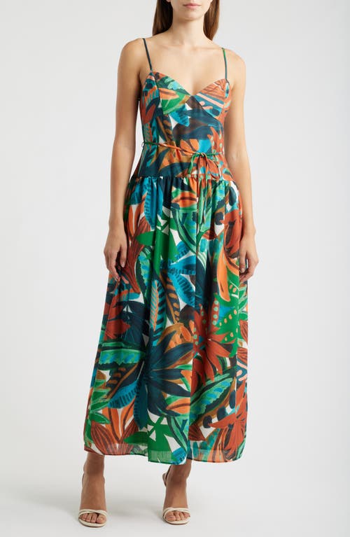 Julia Jordan Tropical Print Drop Waist Maxi Dress In Multi