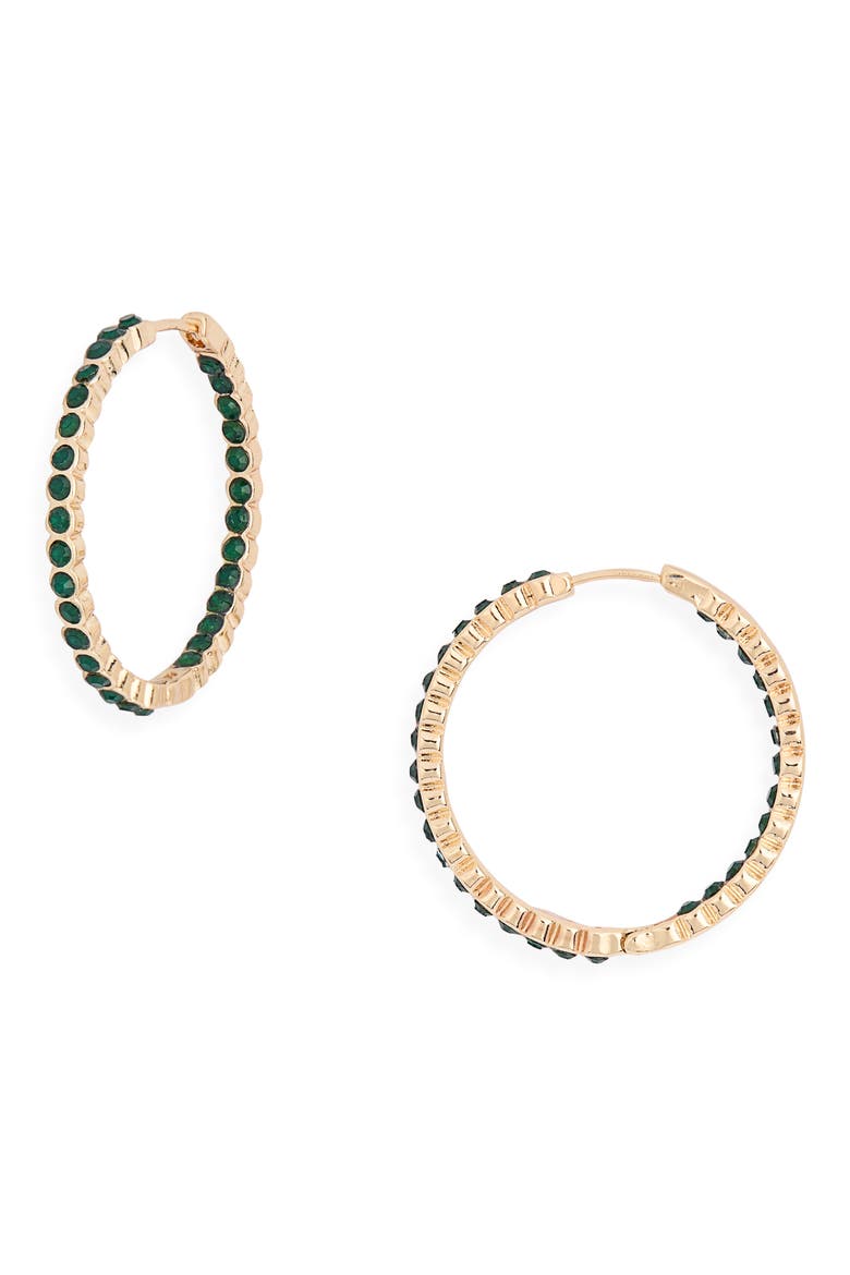 Crystal Medium Inside Out Hoop Earrings, Main, color, EMERALD- GOLD