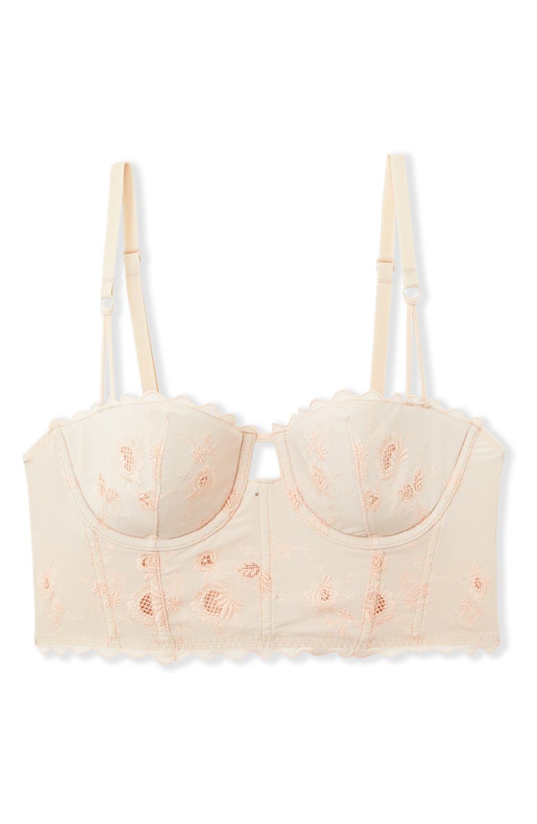 Etam Ravissante Ravi Embroidered Bustier, Alternate, color, Pink