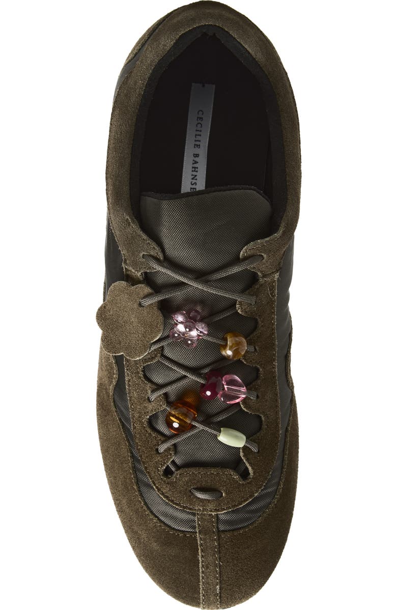 Cecilie Bahnsen Blaise Sneaker, Alternate, color, Olive Suede / Nylon