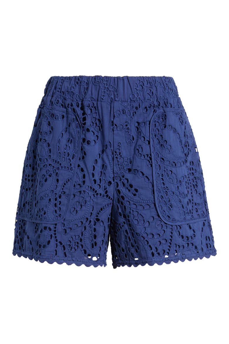 Skyrise Cotton Eyelet Glider Shorts, Alternate, color, BLUE MARINA