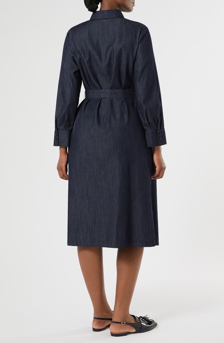Marina Rinaldi Long Sleeve Cotton Shirtdress, Alternate, color, Blue Jeans