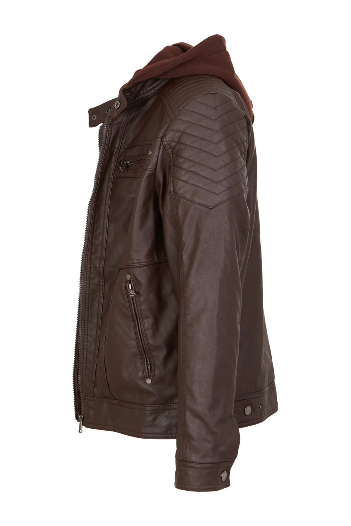 AMERICAN CULTURE Zip Front Faux Leather Hooded Jacket (Men) | Nordstromrack