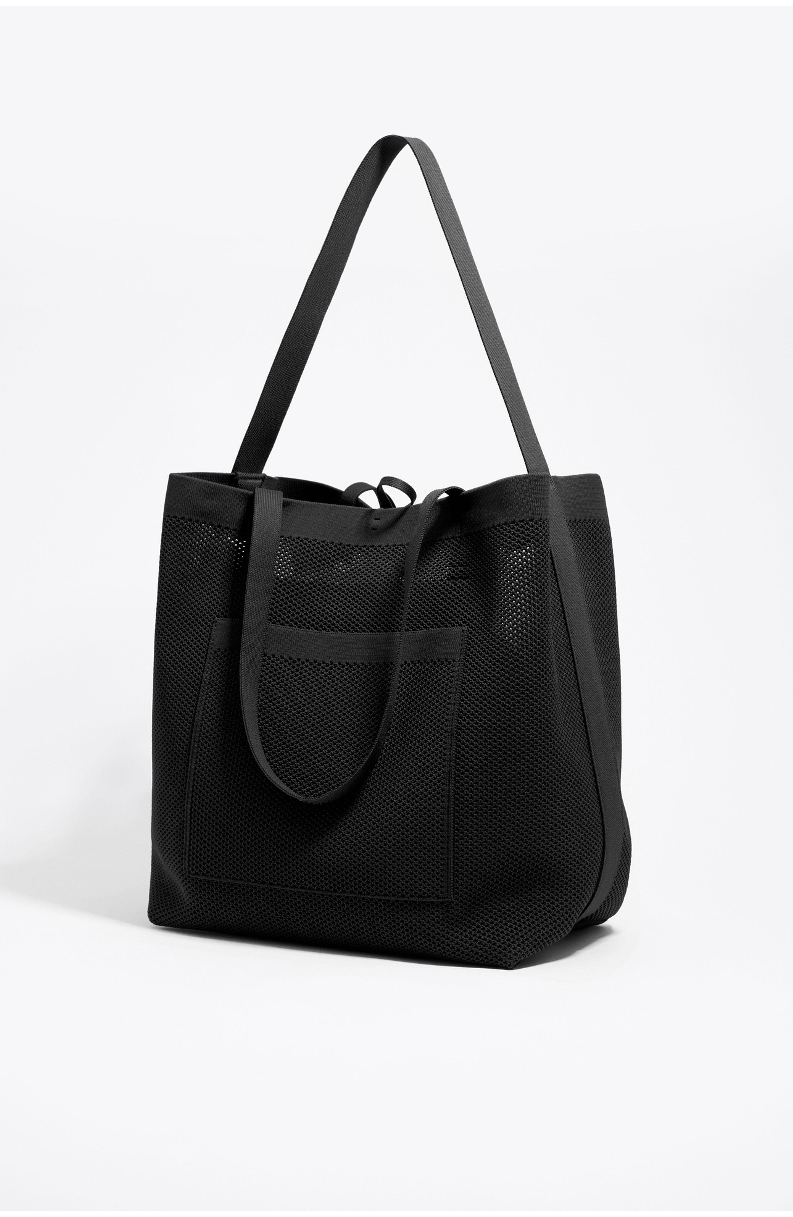 Bimba y Lola Large Flyknit Shopper Bag, Alternate, color, Black