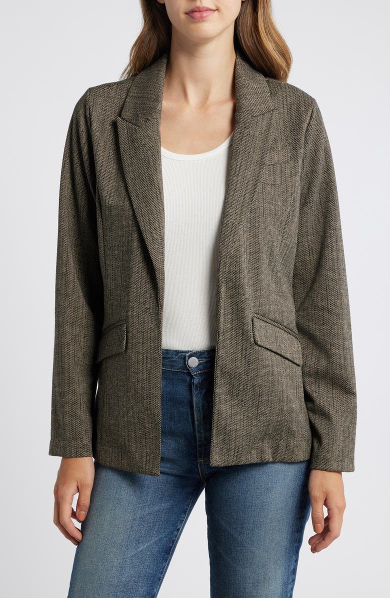 Wit & Wisdom Open Front Blazer, Main, color, Peanut Butter Black